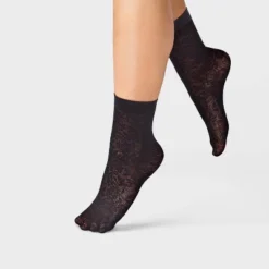 Women's Floral Mesh 2pk Anklet Socks - A New Day™ Black/Ivory One Size -A New Day™ GUEST 2f6b42fd 16bb 4f6b 95c0 c6ff6fa9c577