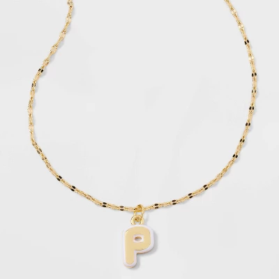 14K Gold Dipped Enamel Initial Pendant Necklace - A New Day™ Gold/White 21 14K Gold Dipped Enamel Initial Pendant Necklace - A New Day™ Gold/White - Image 19