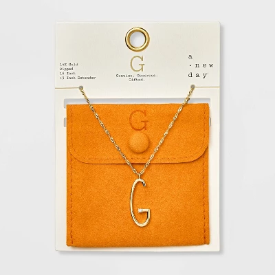 Gold Dipped Scattered Cubic Zirconia Initial Pendant Necklace - A New Day™ Gold 12 Gold Dipped Scattered Cubic Zirconia Initial Pendant Necklace - A New Day™ Gold - Image 10