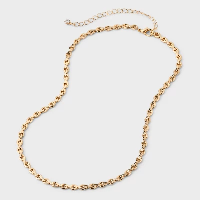 Linked Chain Necklace - A New Day™ Gold: Lobster Claw Clasp, Nickel-Free Metal, 16" Length, 3" Extended Length 4 Linked Chain Necklace - A New Day™ Gold: Lobster Claw Clasp, Nickel-Free Metal, 16" Length, 3" Extended Length - Image 2