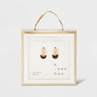 14K Gold Plated Oval Hoop Drop Earrings - A New Day™ 5 14K Gold Plated Oval Hoop Drop Earrings - A New Day™ - Image 3