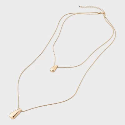 Rectangle Pendant Multi-Strand Necklace - A New Day™ Gold: Brass Cord With Lobster Claw Clasp, 20" Length, 3" Extender 4 Rectangle Pendant Multi-Strand Necklace - A New Day™ Gold: Brass Cord With Lobster Claw Clasp, 20" Length, 3" Extender - Image 2