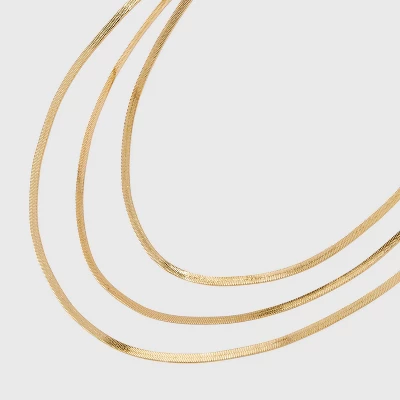 Herringbone Multi-Strand Necklace - A New Day™ Gold: Nickel-Free Metal, Lobster Claw Clasp, 20" Length 5 Herringbone Multi-Strand Necklace - A New Day™ Gold: Nickel-Free Metal, Lobster Claw Clasp, 20" Length - Image 3