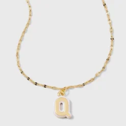 14K Gold Dipped Enamel Initial Pendant Necklace - A New Day™ Gold/White 41 14K Gold Dipped Enamel Initial Pendant Necklace - A New Day™ Gold/White -A New Day™ GUEST 36a25b9f 95bd 4ba2 8d2e 6895c62f95b9