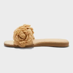 Women's Coco Raffia Flower Slide Sandals - A New Day™ Tan
