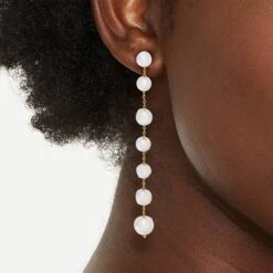 Linear Pearl Dangle Earrings - A New Day™ Pearl