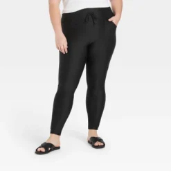 Women's Drawstring High Waisted Lounge Leggings With Pockets - A New Day™ Black -A New Day™ GUEST 3d555aec 251b 44e0 afad e6dc4a619fa7
