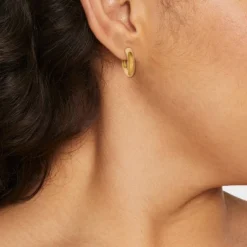 14K Gold Plated Tube Hoop Post Drop Earrings - A New Day™