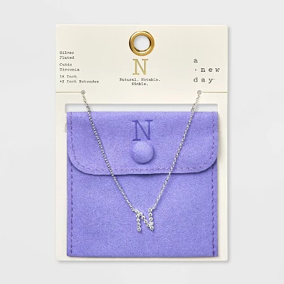 Silver Plated Cubic Zirconia Initial Pendant Necklace - A New Day™ Silver 19 Silver Plated Cubic Zirconia Initial Pendant Necklace - A New Day™ Silver - Image 17