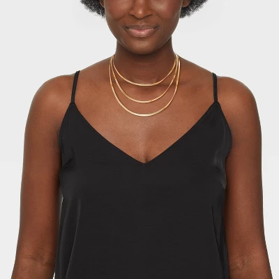 Herringbone Multi-Strand Necklace - A New Day™ Gold: Nickel-Free Metal, Lobster Claw Clasp, 20" Length 3 Herringbone Multi-Strand Necklace - A New Day™ Gold: Nickel-Free Metal, Lobster Claw Clasp, 20" Length
