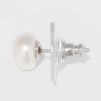 Freshwater Pearl Sterling Silver Stud Fine Jewelry Earrings 2pc - A New Day™ Silver/White 3 Freshwater Pearl Sterling Silver Stud Fine Jewelry Earrings 2pc - A New Day™ Silver/White