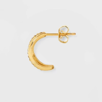 14K Gold Plated Cubic Zirconia Half Hoop Earrings - A New Day™ Gold 4 14K Gold Plated Cubic Zirconia Half Hoop Earrings - A New Day™ Gold - Image 2