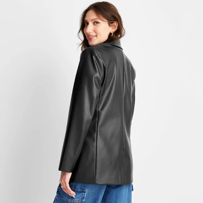 Women's Relaxed Fit Faux Leather Blazer - A New Day™ 3 Women's Relaxed Fit Faux Leather Blazer - A New Day™