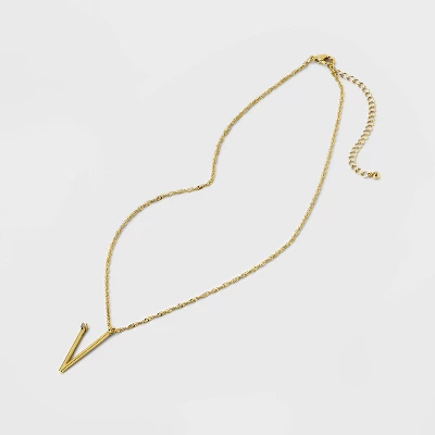 Gold Dipped Scattered Cubic Zirconia Initial Pendant Necklace - A New Day™ Gold 4 Gold Dipped Scattered Cubic Zirconia Initial Pendant Necklace - A New Day™ Gold - Image 2