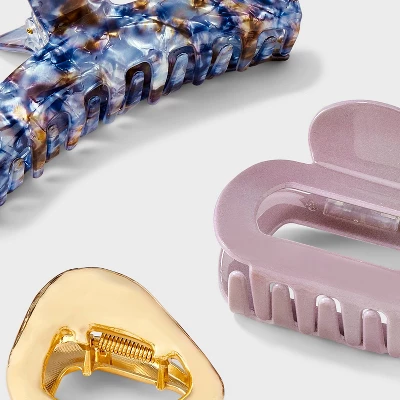 Assorted Marble And Cut Out Hair Claw Clip Set 3pc - A New Day™ Multicolor 4 Assorted Marble And Cut Out Hair Claw Clip Set 3pc - A New Day™ Multicolor - Image 2