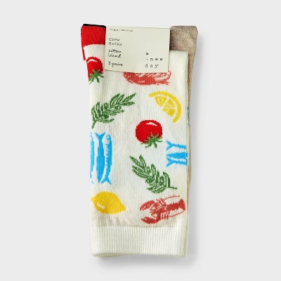 Women's Mediterranean Diet 3pk Crew Socks - A New Day™ Ivory/Red/Oatmeal Heather 4-10: Cotton Blend, Floral & Solid Patterns 3 Women's Mediterranean Diet 3pk Crew Socks - A New Day™ Ivory/Red/Oatmeal Heather 4-10: Cotton Blend, Floral & Solid Patterns