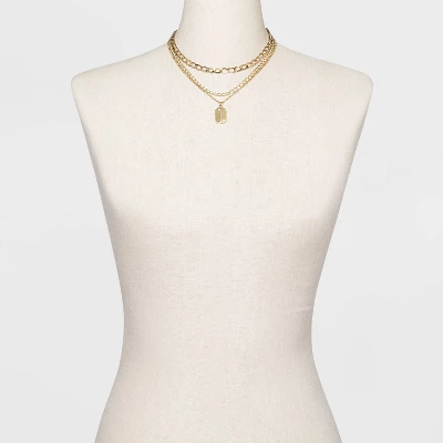 3 Row Chunky Chain Necklace - A New Day™ Gold 3 3 Row Chunky Chain Necklace - A New Day™ Gold