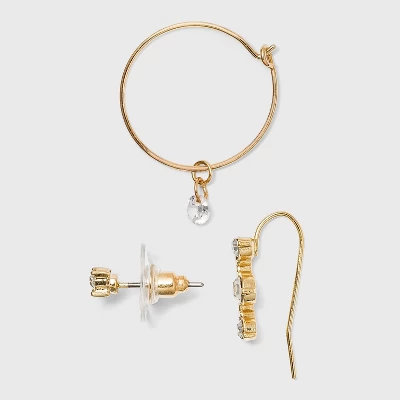 Charm Hoop, Stud And Ear Climber Earring Set 8pc - A New Day™ 3 Charm Hoop, Stud And Ear Climber Earring Set 8pc - A New Day™