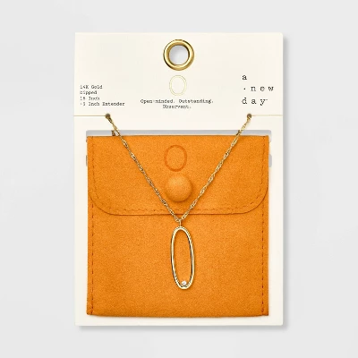 Gold Dipped Scattered Cubic Zirconia Initial Pendant Necklace - A New Day™ Gold 20 Gold Dipped Scattered Cubic Zirconia Initial Pendant Necklace - A New Day™ Gold - Image 18