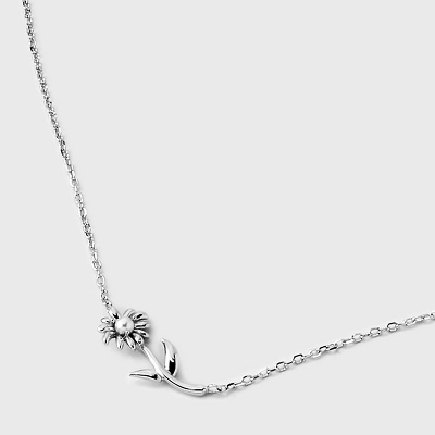 Sterling Silver Dainty Sunflower With Pearl Necklace - A New Day™: Cable Chain, Spring Ring Clasp, Polished Finish, 19" Length 5 Sterling Silver Dainty Sunflower With Pearl Necklace - A New Day™: Cable Chain, Spring Ring Clasp, Polished Finish, 19" Length - Image 3