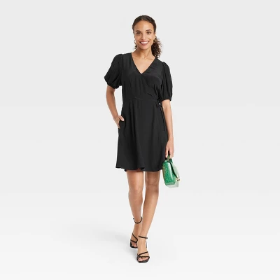 Women's Balloon Short Sleeve Mini Wrap Dress - A New Day™ 4 Women's Balloon Short Sleeve Mini Wrap Dress - A New Day™ - Image 2