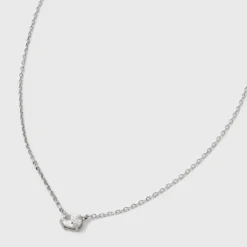 Sterling Silver Prong Set Oval Cubic Zirconia Necklace - A New Day™ Silver: Polished Cable Chain, Spring Ring Clasp -A New Day™ GUEST 4fe84bd1 a30d 40c0 84a0 2cbdc69d41fd