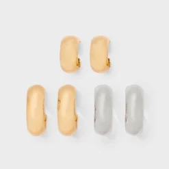 Rhodium Classic Hoop Earring Set 3pc - A New Day™ Gold 7 Rhodium Classic Hoop Earring Set 3pc - A New Day™ Gold -A New Day™ GUEST 51c056d7 561c 44f8 b8de c762e14b2eed