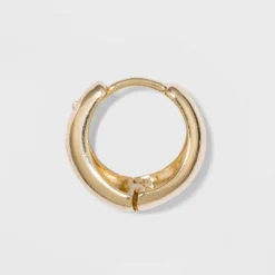 Small Hoop Earrings - A New Day™ Gold: Brass Nickel-Free Metal, Post Closure, 0.6" Length, 0.2" Width, 0.011 Lbs