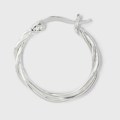 Silver Plated Braided And Polished Hoop Earring Set - A New Day™ Silver 3 Silver Plated Braided And Polished Hoop Earring Set - A New Day™ Silver