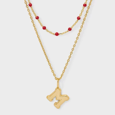 14K Gold Dipped Beaded Initial Necklace Set 2pc - A New Day™ Gold/Marron 18 14K Gold Dipped Beaded Initial Necklace Set 2pc - A New Day™ Gold/Marron - Image 16