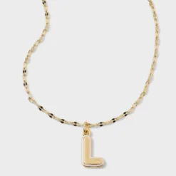 14K Gold Dipped Enamel Initial Pendant Necklace - A New Day™ Gold/White 36 14K Gold Dipped Enamel Initial Pendant Necklace - A New Day™ Gold/White -A New Day™ GUEST 52ff3939 a8dc 483f b3eb db26f3c00a33