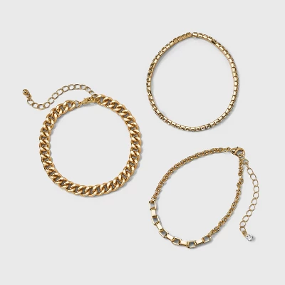 Cup Chain Bracelet Set 3pc - A New Day™ Gold 4 Cup Chain Bracelet Set 3pc - A New Day™ Gold - Image 2