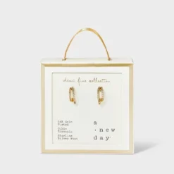 14k Gold Plated Cubic Zirconia Faux Duo Pave Hoop Earrings - A New Day™ Gold 7 14k Gold Plated Cubic Zirconia Faux Duo Pave Hoop Earrings - A New Day™ Gold -A New Day™ GUEST 55ecde2b 228b 445c 9ddd a6ad1a4c743c