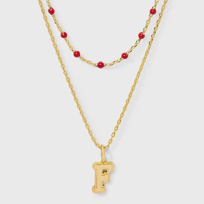 14K Gold Dipped Beaded Initial Necklace Set 2pc - A New Day™ Gold/Marron 11 14K Gold Dipped Beaded Initial Necklace Set 2pc - A New Day™ Gold/Marron - Image 9
