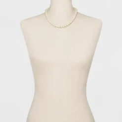 Short Pearl Necklace - A New Day™: Lobster Claw Clasp, 3 Inch Extender, Glass & Plastic Beads