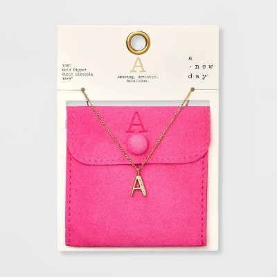 Gold Dipped Cubic Zirconia Initial Pendant Necklace - A New Day™ Gold 6 Gold Dipped Cubic Zirconia Initial Pendant Necklace - A New Day™ Gold - Image 4