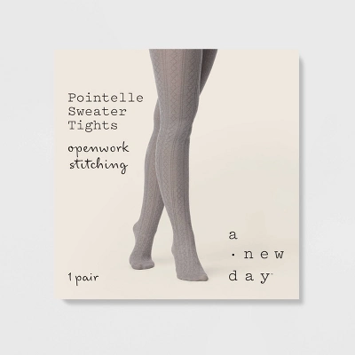 Women's Pointelle Sweater Tights - A New Day™ Light Gray 3 Women's Pointelle Sweater Tights - A New Day™ Light Gray