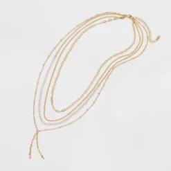 Pearl And Chain Multi-Strand Necklac - A New Day™ Gold: Nickel-Free Metal, Lobster Claw Clasp, 24" Length -A New Day™ GUEST 5a560666 cbc1 4d4a 9f6a 93a713509adc
