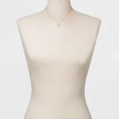 Stone And Square Charm Pendant Necklace - A New Day™ Gold