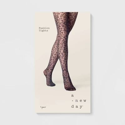Women's Leopard Sheer Tights - A New Day™ Black 3 Women's Leopard Sheer Tights - A New Day™ Black
