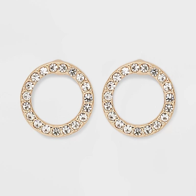 Gold Clear Round Pave Stud Earrings - A New Day™ Gold: Nickel-Free Metal, Statement Design 5 Gold Clear Round Pave Stud Earrings - A New Day™ Gold: Nickel-Free Metal, Statement Design - Image 3