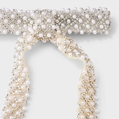 Beaded Pearl Argyle Bow Hair Barrette - A New Day™ Ivory 3 Beaded Pearl Argyle Bow Hair Barrette - A New Day™ Ivory