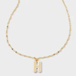 14K Gold Dipped Enamel Initial Pendant Necklace - A New Day™ Gold/White 32 14K Gold Dipped Enamel Initial Pendant Necklace - A New Day™ Gold/White -A New Day™ GUEST 618011bb 4eaa 400c 8c21 d08c61540bf1