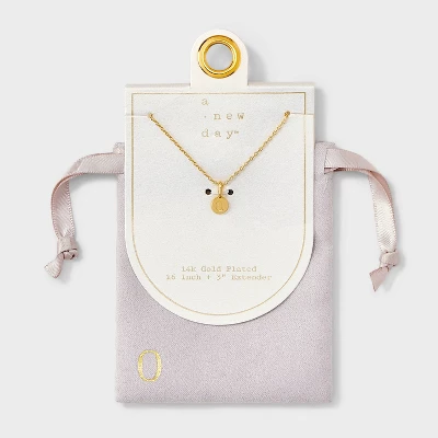 14K Gold Plated Round Initial Pendant Necklace - A New Day™ 20 14K Gold Plated Round Initial Pendant Necklace - A New Day™ - Image 18