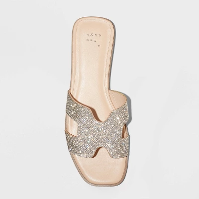 Women's Nina Rhinestone Flat Sandals - A New Day™ Silver 4 Women's Nina Rhinestone Flat Sandals - A New Day™ Silver - Image 2