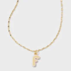14K Gold Dipped Enamel Initial Pendant Necklace - A New Day™ Gold/White 30 14K Gold Dipped Enamel Initial Pendant Necklace - A New Day™ Gold/White -A New Day™ GUEST 637438aa 6d88 4765 a66a ccb72a301980