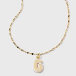 14K Gold Dipped Enamel Initial Pendant Necklace - A New Day™ Gold/White 31 14K Gold Dipped Enamel Initial Pendant Necklace - A New Day™ Gold/White -A New Day™ GUEST 6941473f f8e1 4cb7 9081 864328d35ed6