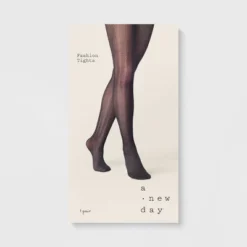 Women's Vertical Striped Openwork Pointelle Tights - A New Day™ Black