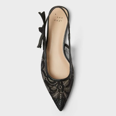 Women's London Lace Sling Back Bow Flats - A New Day™ 4 Women's London Lace Sling Back Bow Flats - A New Day™ - Image 2