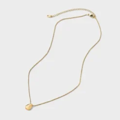 14K Gold Plated Puffed Teardrop Pendant Necklace - A New Day™ Gold